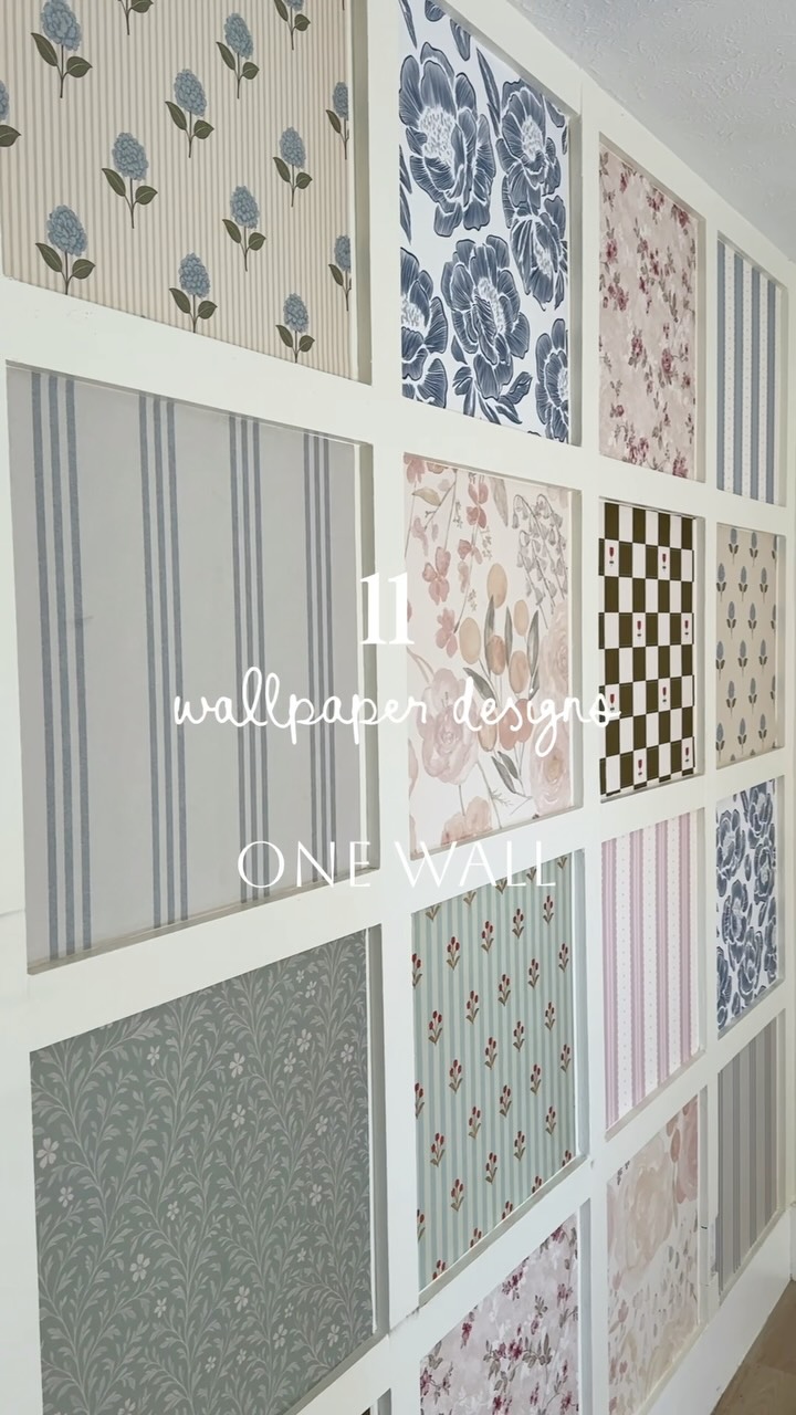 11 wallpapers on one wall sounded a little crazy at first, but I wanted it to be completely original! Now that we have o